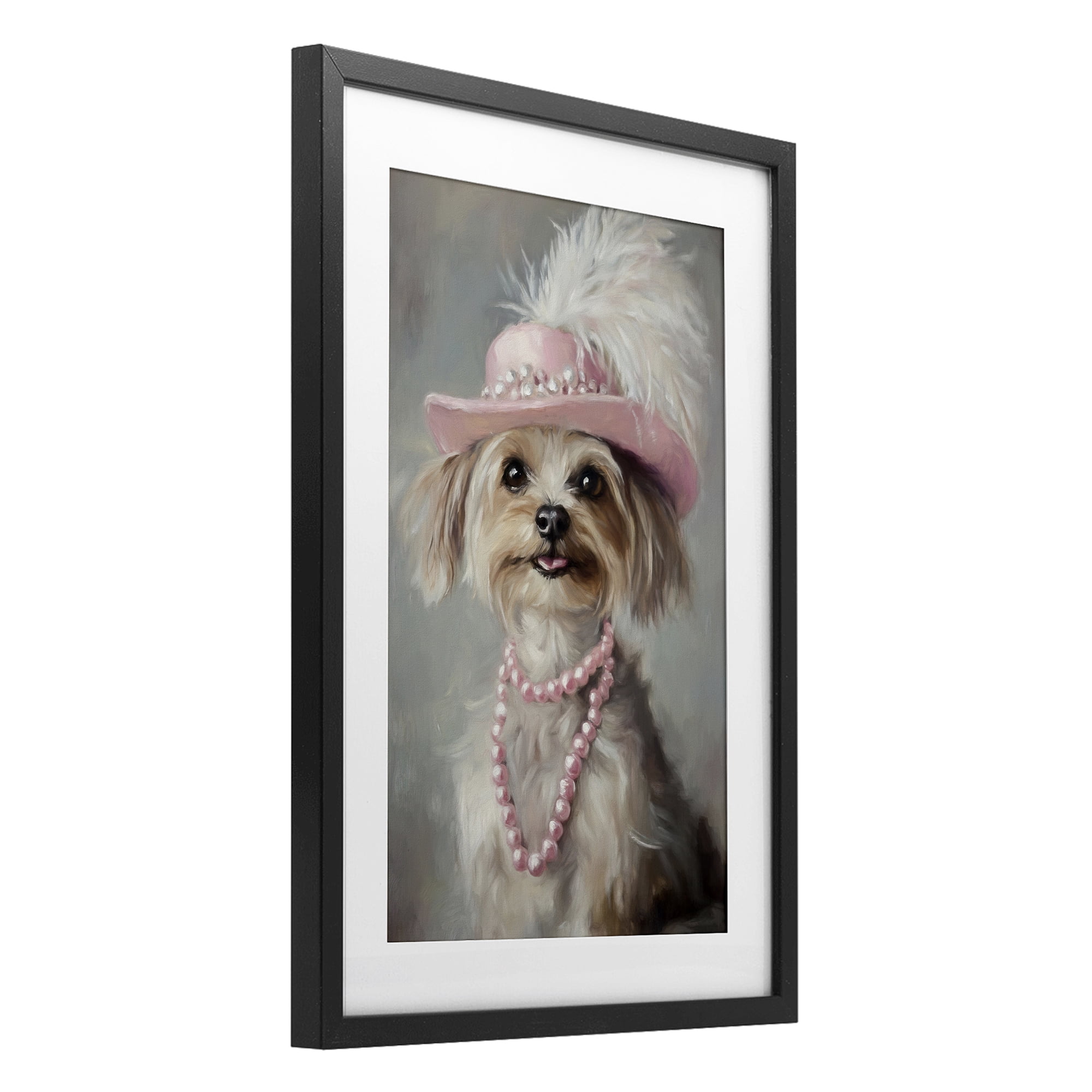 Stupell Industries Lady Yorkie Portrait Black Framed Print Under Glass, design by Tina LeCour