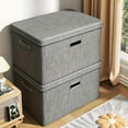 thumbnail image 6 of 2-Pack Extra Large Linen Storage Bins with Lids - Gray Fabric Organizers for Closet, Bedroom, Nursery & Under-Bed Storage, 6 of 7