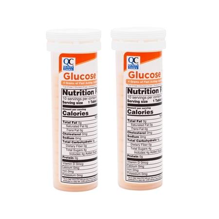 Quality Choice Fast Acting Glucose Tablets Orange Flavor Blood Sugar Treatment, 10 Count - Pack of 2