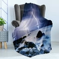 thumbnail image 4 of Nature Soft Flannel Fleece Throw Blanket, Summer Storm Bolts over the Rocks in Ocean Nightmare Theme Weather Nature Image, Cozy Plush for Indoor and Outdoor Use, 60" x 80", Purple Grey, by Ambesonne, 4 of 5