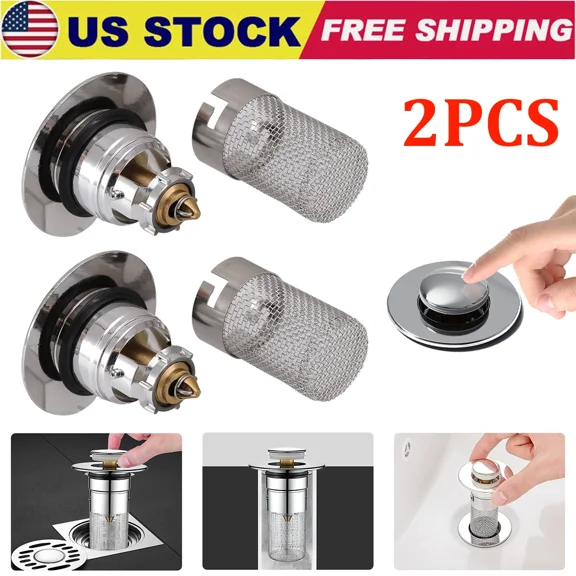 2 Pcs Bathroom Sink Stopper Hair Catcher, Bathroom Pop-Up Sink Drain Filter Usa