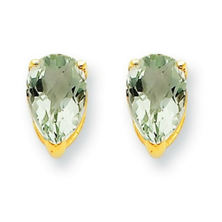 14k Yellow Gold Polished Post Earrings 8x5 Pear Green Amethyst 1 60 Cwt 14k Yellow Gold Polished Post Earrings 8x5 Pear Green Amethyst 1 60 Cwt