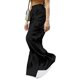 thumbnail image 1 of Pantalones largos de pierna ancha para mujer Color puro Material suave Multi bolsillos Pantalones sueltos casuales para citas Vacaciones Viajes Negro S, 1 of 5