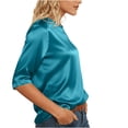 thumbnail image 6 of LIaqionyy 3/4 Sleeve Tops for Womens Satin Crewneck Basics Tees Casual Fashion T Shirts Business Work Tee Top, 6 of 8