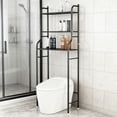 thumbnail image 2 of Freestanding Over The Toilet Storage Organizer 3 Tier Space Saving Bathroom Rack with Paper Holder and 4 Hooks 64 Inch Tall Carbon Steel Shelf for Small Bathroom Laundry Room Black, 2 of 9