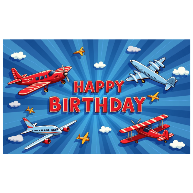 Colorful Design Airplane Birthday Banner Decorative Pattern Kids Party Decor for Birthday Party Celebration Event Holiday