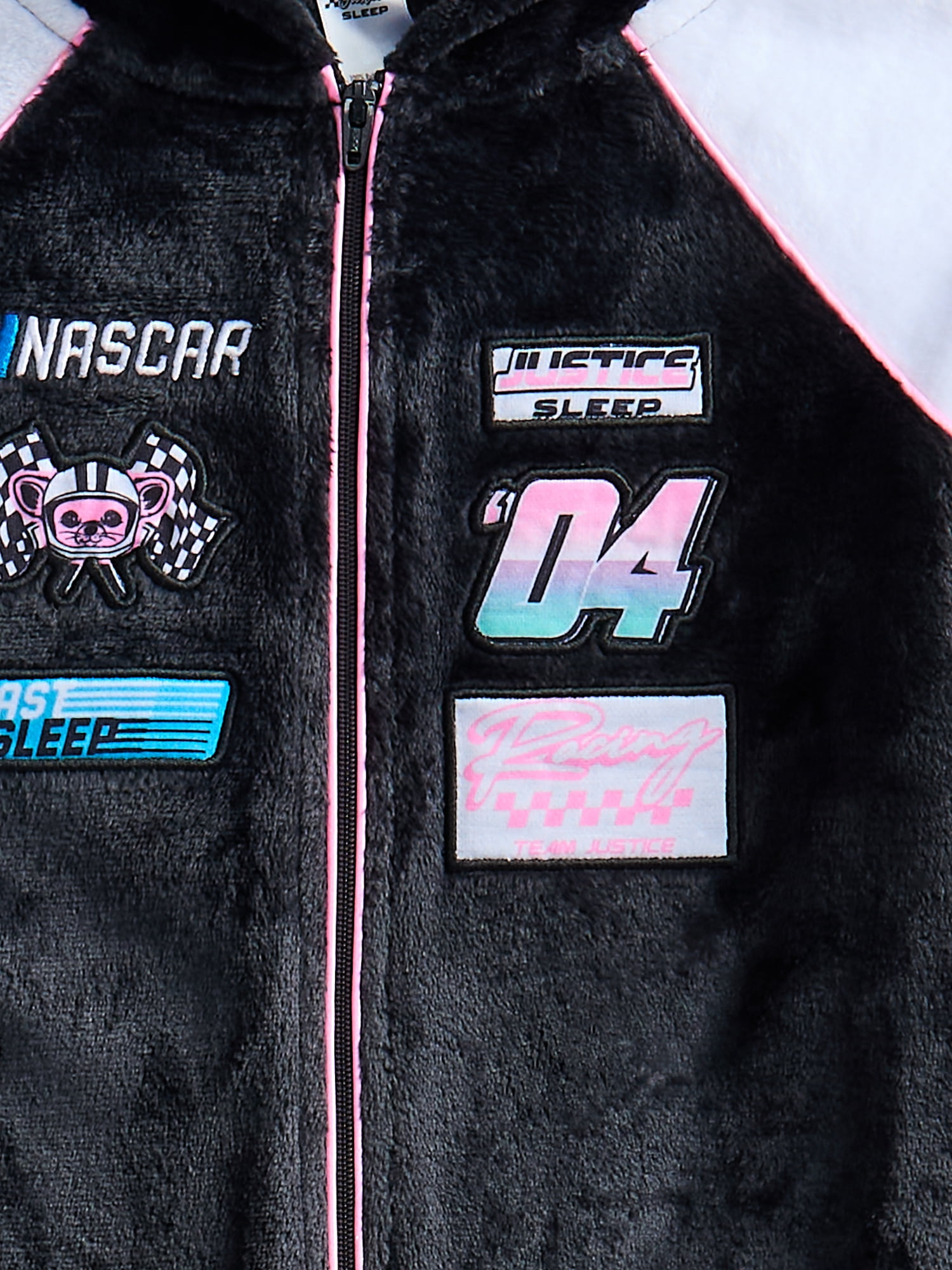 Justice Girls x Nascar Hooded Jumpsuit Pajamas with Long Sleeves, Sizes 5-18