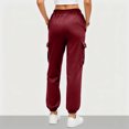 thumbnail image 4 of vigerkar Womens Cargo Sweatpants Oversized Joggers Baggy Athletic Pants with Pockets (Wine, S), 4 of 7