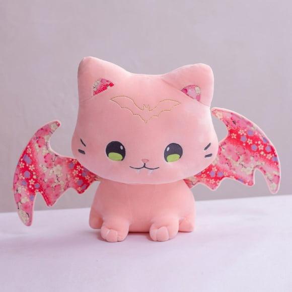 Coussin en Peluche Mignon de Chat de Chauve-Souris Kawaii Lapin Peluche Animal pour les Enfants 40cm Rose Cadeau de Noël Cadeau d'Anniversaire Enfants