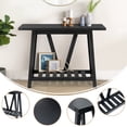 thumbnail image 4 of Pellebant Entryway Table Wood Console Table with Shelves Farmhouse Sofa Table,Black Wash, 4 of 8