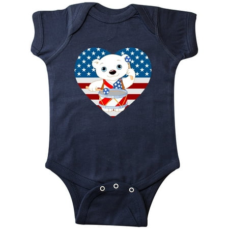 

Inktastic 4th of July US Flag Polar Bear Gift Baby Boy or Baby Girl Bodysuit