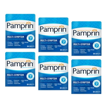 Pamprin Maximum Strength Multi-Symptom Menstrual Pain Relief, 40 Caplets - Pack of 6