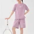 thumbnail image 6 of NAISIBABY Girls Active Outfit Sets, Baggy Fit Short Sleeve T-Shirt and Shorts 2-Piece Kids Casual Activewear Clothes Purple Size 7-8, 6 of 6