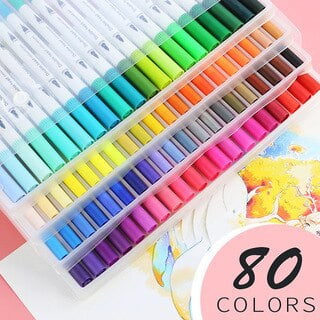 Juego de rotuladores de doble cabezal para niños, juego de rotuladores de Color agua, pincel de dibujo estético profesional, Manga, suministros de arte escolar, papelería, 12-100