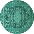 thumbnail image 1 of Ahgly Company Machine Washable Indoor Round Persian Turquoise Blue Traditional Area Rugs, 7' Round, 1 of 4