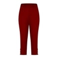 thumbnail image 2 of Lroveb Capri Leggings for Women, Capri Workout Yoga Leggings, Leggings 2024 High Waisted Cutout Lightweight Cozy Cropped Pants Solid Soft Pajams Red, 2 of 6