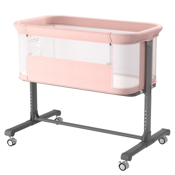 AILEEKISS Couffin pour Bébé avec Roues, Dormeuse de Chevet Réglable en Hauteur pour Nouveau-Né, Rose
