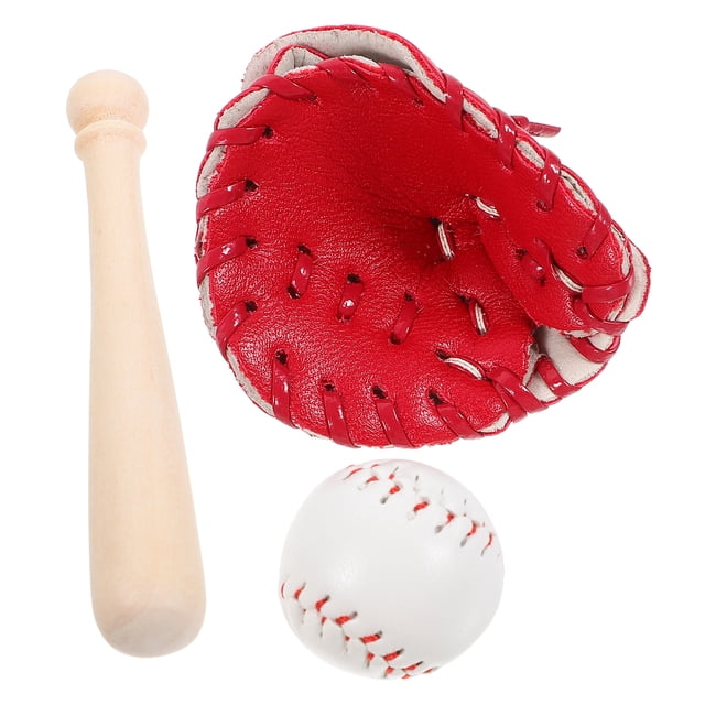 Shisuyan Mini Jeu de Baseball Mini Batte de Baseball Gant Kit Rouge 1 Ensemble 2.95x0.39x0.39 Po