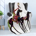 thumbnail image 4 of Ethnic Soft Flannel Fleece Throw Blanket, Abstract Design of a Woman on a Horse with a Bird Animal Fun Image, Cozy Plush for Indoor and Outdoor Use, 50" x 70", Multicolor, by Ambesonne, 4 of 5