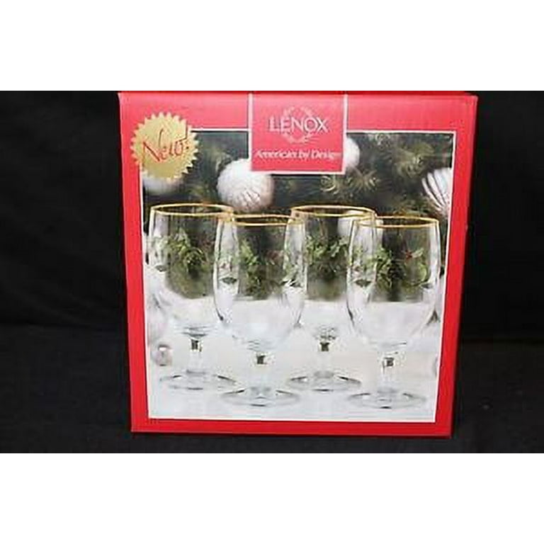 Lenox Holiday Balloon Wine Glasses, Set of 4, Holly, 16 oz, NEW