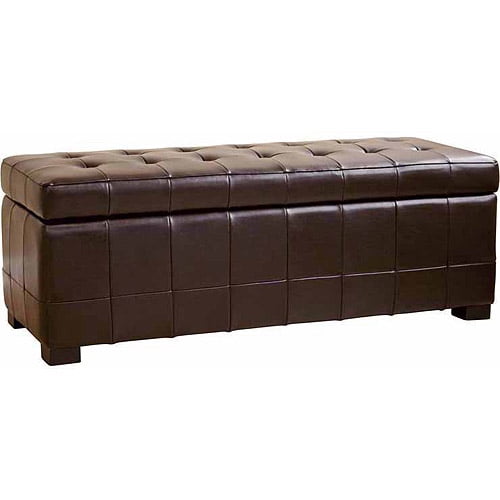 Baxton Studio Dark Brown Full Leather Storage Bench Ottoman Walmart Com Walmart Com