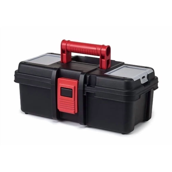 13-Inch Tool Box, Plastic Tool And Hardware Storage, Black