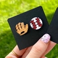 thumbnail image 4 of Kcodviy Baseball Glove And Ball Wood Stud Earrings Stud Earrings Wooden Stud Earrings Ladies Earrings Clip On Stud Earrings Earring Hoops Small Christmas Earrings Bear Earrings Double Piercing Earring, 4 of 4