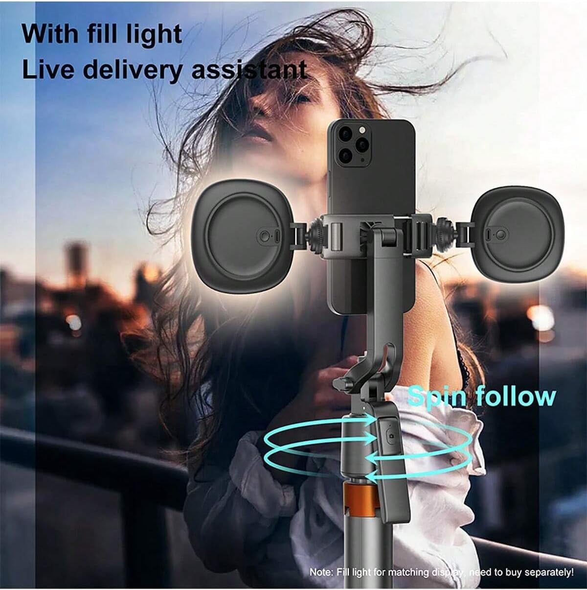 Extendable Selfie Stick Tripod, 360° Rotation Phone Camera Stand with Remote and Gesture Control, Auto Face Tracking Phone Holder, Shooting Stand for iPhone, Android, Camera, Video Recording