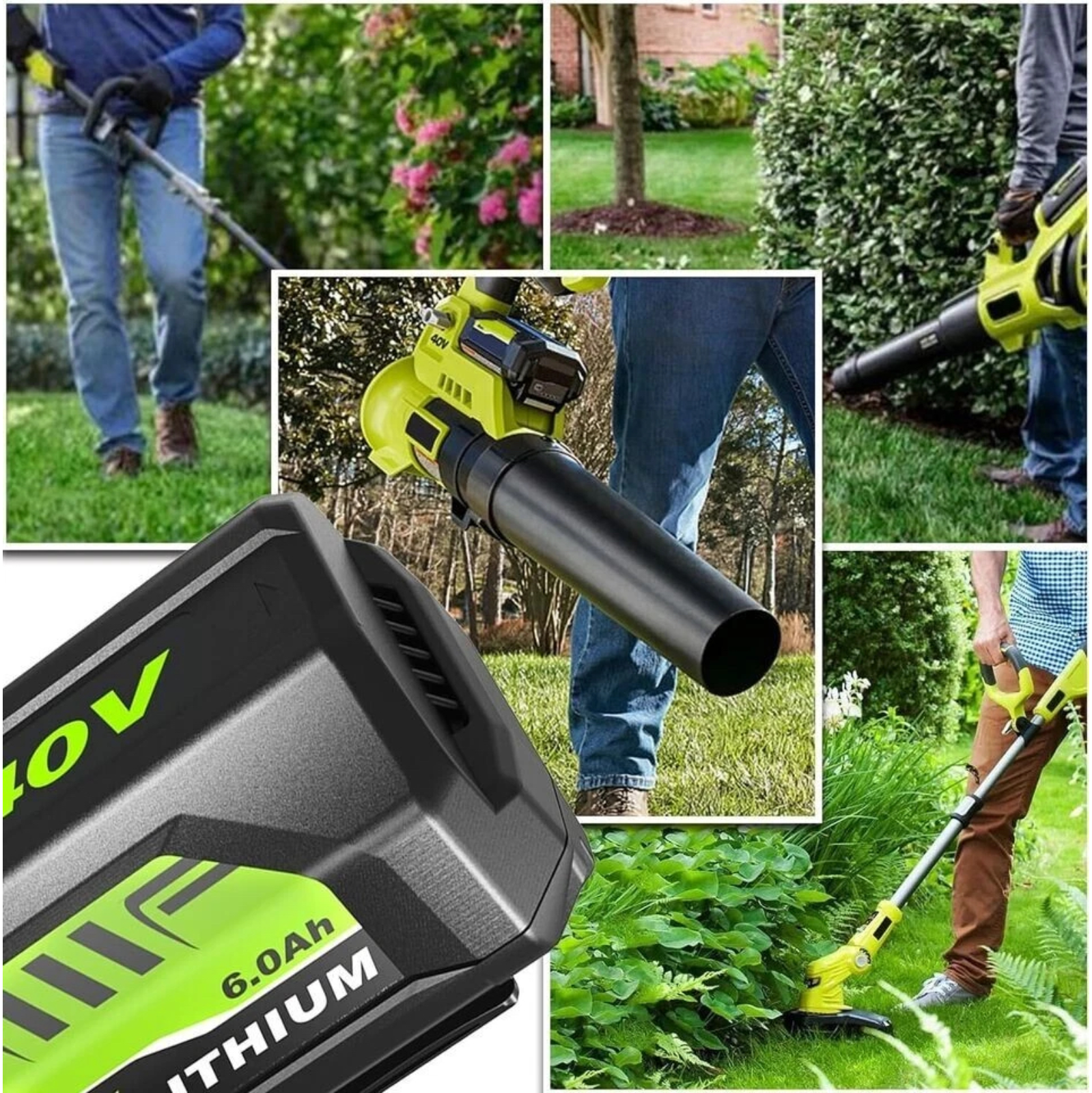 Replacement for Ryobi 40V 6.0Ah Battery Compatible with Ryobi 40 Volt Battery OP4040 OP4026 Cordless Power Tools