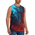 thumbnail image 2 of KLL Red And Blue Fire Print Workout Tank Tops Gym Sleeveless Fitness Muscle Tee-3X-Large, 2 of 7