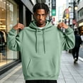thumbnail image 2 of Fleece Hoodie Men Oversized Fall Sweatshirt Winter Cozy Tall Hooded Collar Drawstring Pullover With Pockets, 2 of 4