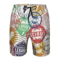 thumbnail image 4 of Disketp Men'S Swim Trunks Hawaiian Breathable Surf Beach Swimsuits Mesh Lining Beach Shorts With Pockets-Travel Stamp, 4 of 9