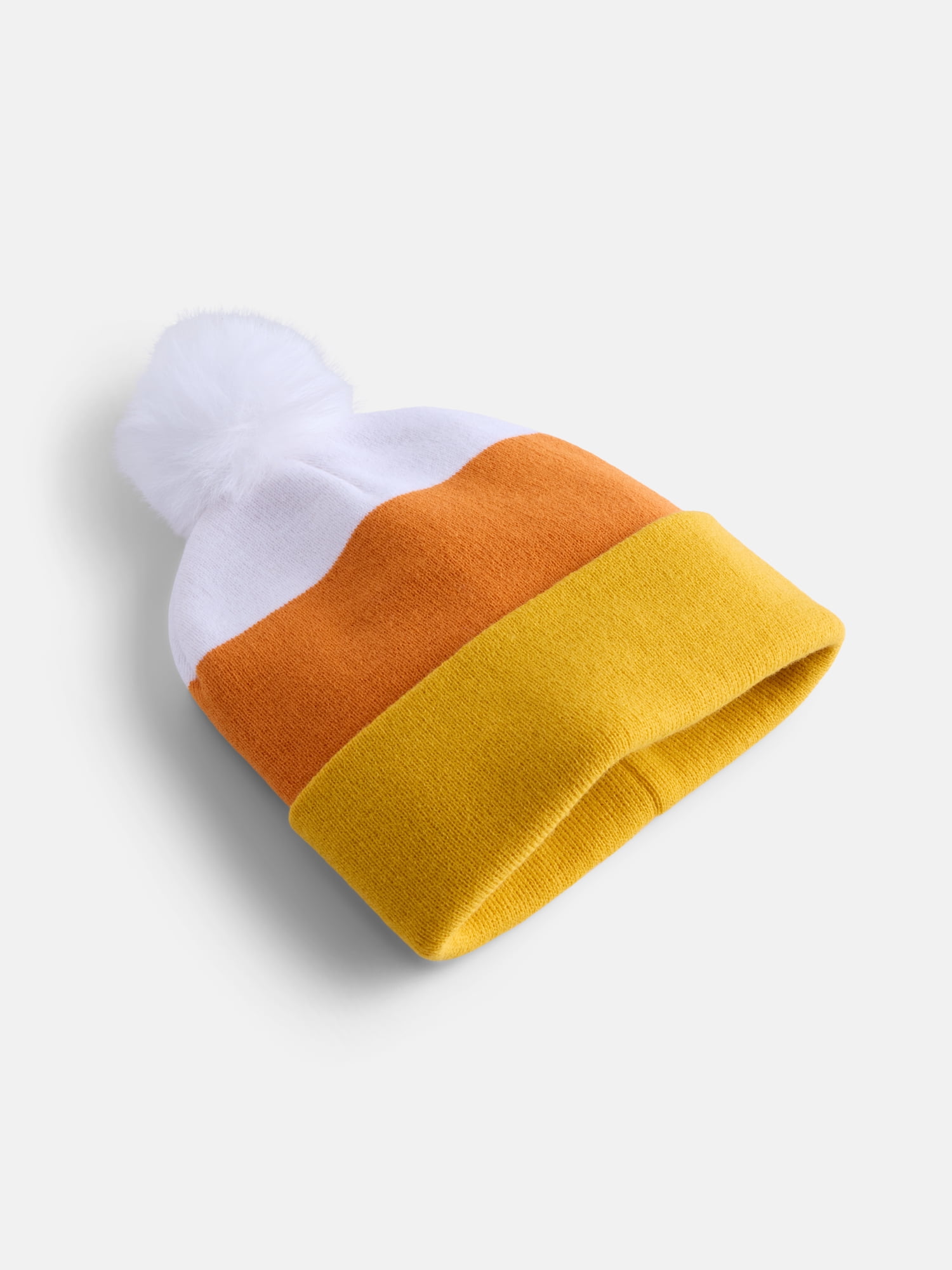 Women's Candy Corn Beanie Hat from Way To Celebrate, Orange/Yellow/White