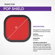 Pop Shield Replacement Windscreen for Audio Icon Flex Pro Interchangeable Professional Studio Recording Microphone Dual Layer Isolation Booth Foam Ball [Pop Filter Only] (Fire Red Pop Filter)