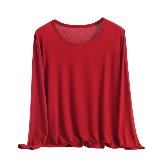 Plebaso Hauts de Pyjama pour Femmes Grande Taille Manches Longues Col Rond Tee de Pyjama Ample Confortable Vêtements de Nuit T-Shirts