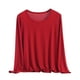 thumbnail image 2 of HongQid Women's Crew Neck Long Sleeve Shirts Basic Loose Fit Layering Modal Cotton Tops, 2 of 6