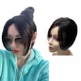 thumbnail image 7 of Clip in Human Hair Bangs Middle Part Indian Fringe Hairpieces Straight Natural Hair Crown Topper Clip in Top Hairpieces for Women with Thinning Hair, 7 of 7