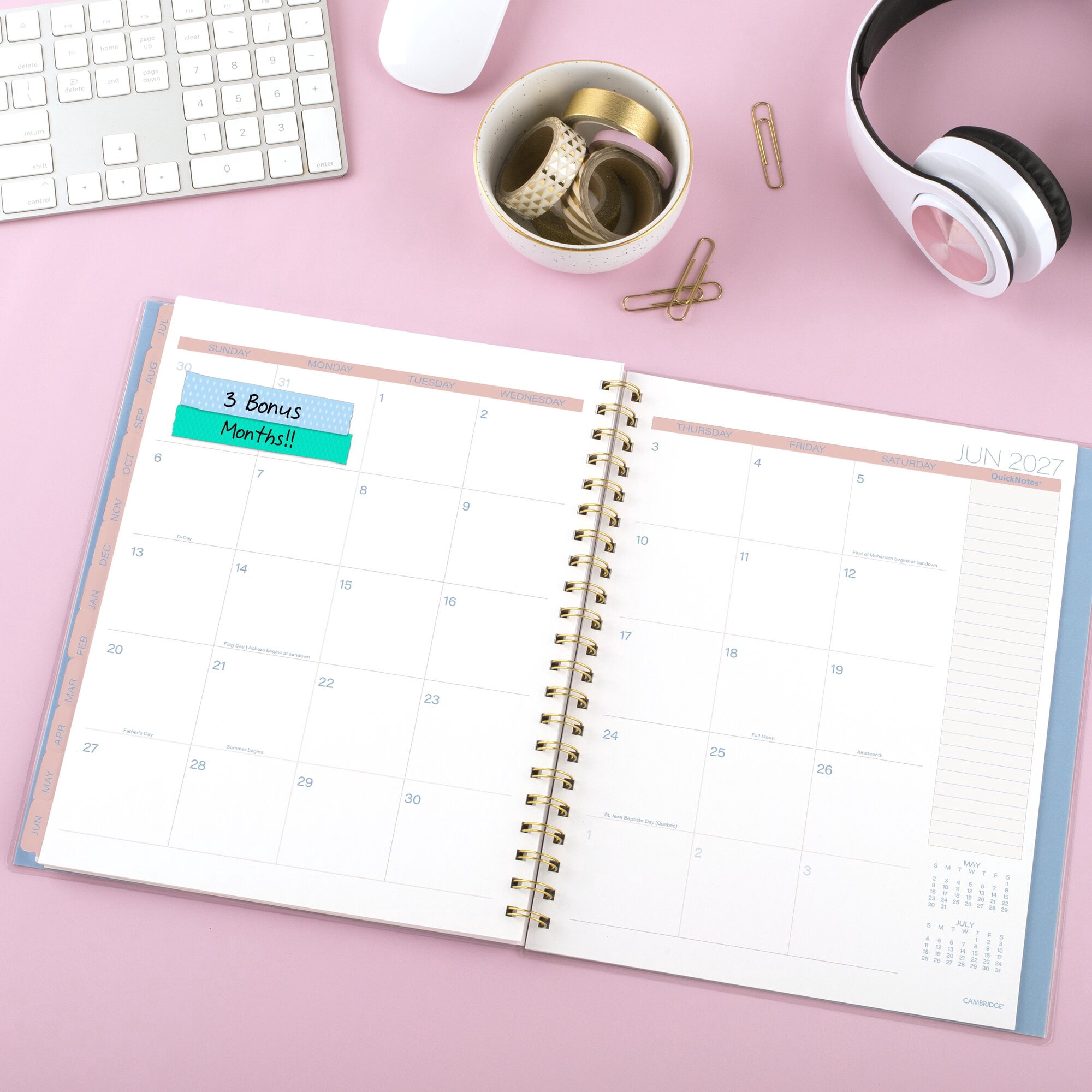 Mead Cambridge Sunlit Academic 2026-2027 Weekly Monthly Planner Large 8 12 x 11