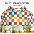 thumbnail image 4 of Kdxio Floral Checkerboard Print Womens Oversized Hoodies Sweatshirts Hooded Pullover Tops Sweaters Casual-Medium, 4 of 7