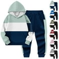 thumbnail image 5 of Boys Hooded Tracksuit Sets Casual Fleece Color Block Pullover Sweatshirt And Jogging Pants Kids Fall Lightweight Sweatsuit 2-14 Years, 5 of 5