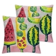 thumbnail image 2 of Nawypu Hello Summer Throw Pillow Covers Watercolor Cartoon Fruits Popsicle Decor Cushion Covers for Teens Adults Watermelon Kiwi Fruit Rustic Style Cushion Cases for Bed Sofa,Set of 2, 2 of 6