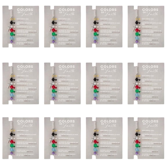 2 1/4" Colors of Faith Beaded Bracelet with Card - 12 Pc.