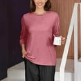thumbnail image 5 of Otvok 2025 Fashion Womens 3/4 Sleeve T-Shirt Casual Print Round Neck Top Blouse, 5 of 6