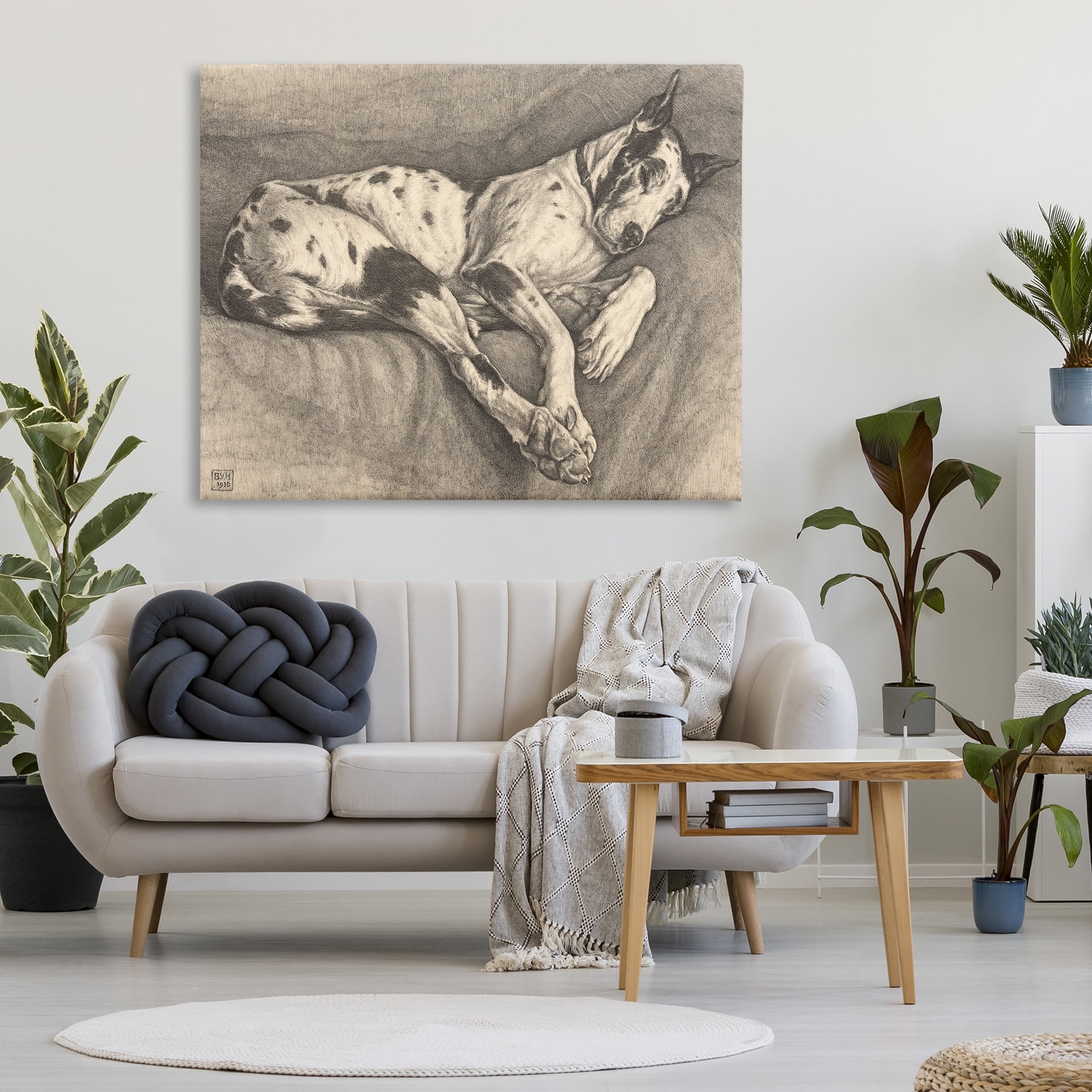 Stupell Industries Sleeping Hound Drawing Canvas Wall Art, design by Bertha Van Hasselt