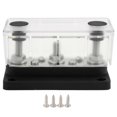 thumbnail image 1 of Power Distribution Block with Cover M8 Terminal Stud M4 Terminal Screw 12?48V 150A for Cars Trucks RVs Boats Black, 1 of 5