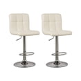 thumbnail image 2 of Bowery Hill 45.5" Contemporary Faux Leather Tufted Adjustable Bar Stool in Beige (Set of 2), 2 of 6