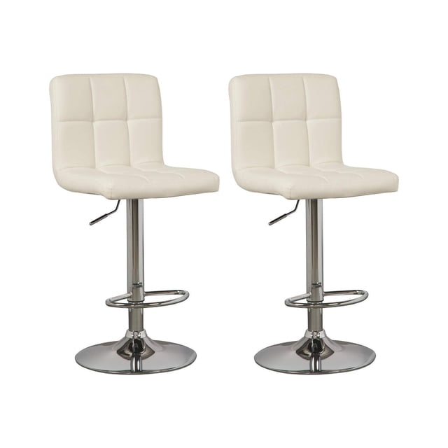 Ashley Furniture Bellatier Tabouret de Bar Réglable Capitonné en Similicuir, Couleur Os