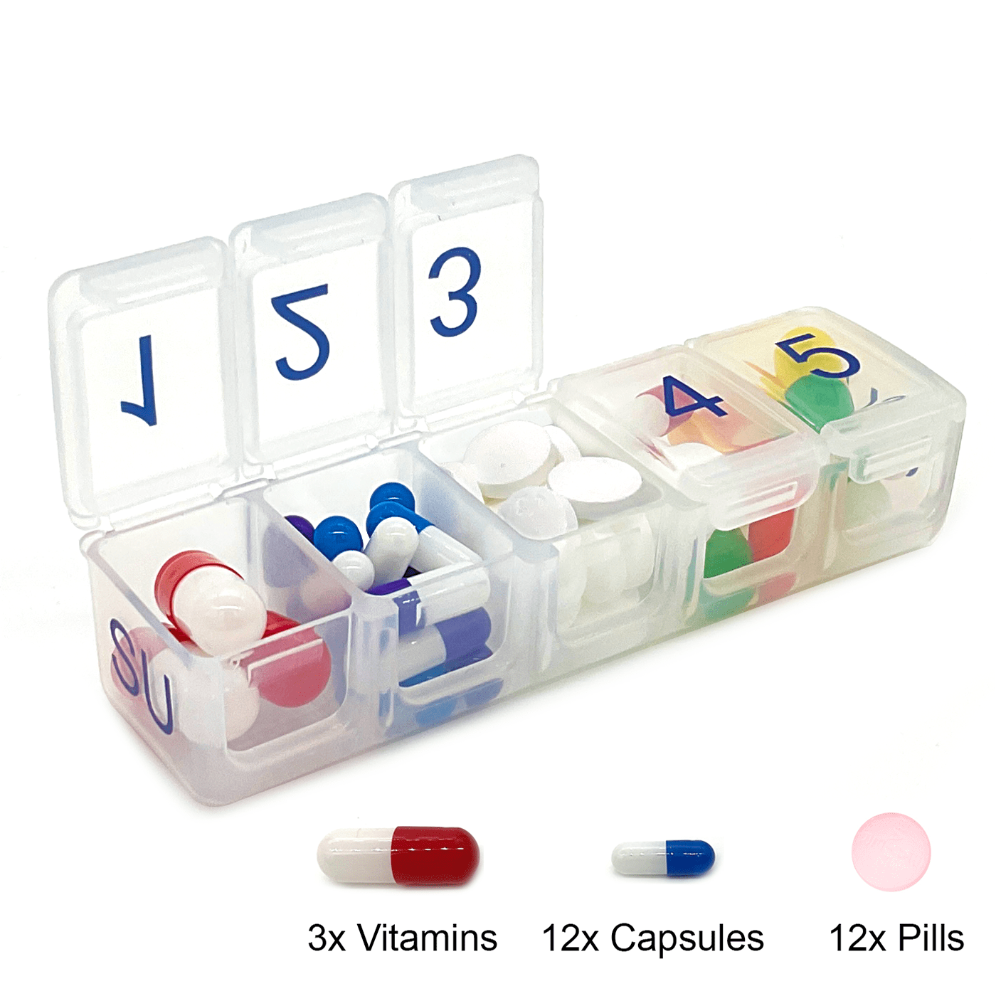e-pill Compact Weekly Pill Organizer - 7 Day x 5 Compartments per Day – Discreet Case