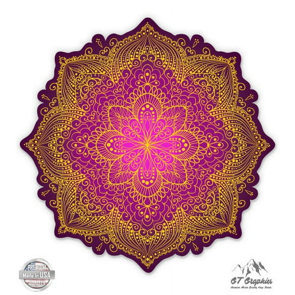 Mandala Purple - 3" Vinyl Sticker - For Car Laptop I-Pad Phone Helmet Hard Hat - Waterproof Decal