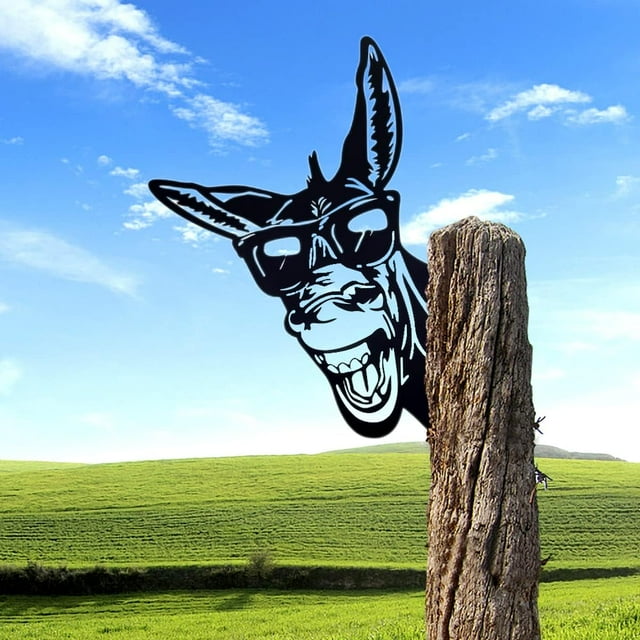 Adornos de jardín de burro de metal para cercas, decoraciones al aire libre, decoración de jardín de animales de burro para el hogar, esculturas de decoración de jardín de animales de burro para el hogar al aire libre JM MX-0138702FYD